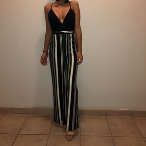 Stripped Open Front Stripped Jumpsuit Romper🖤💚💛